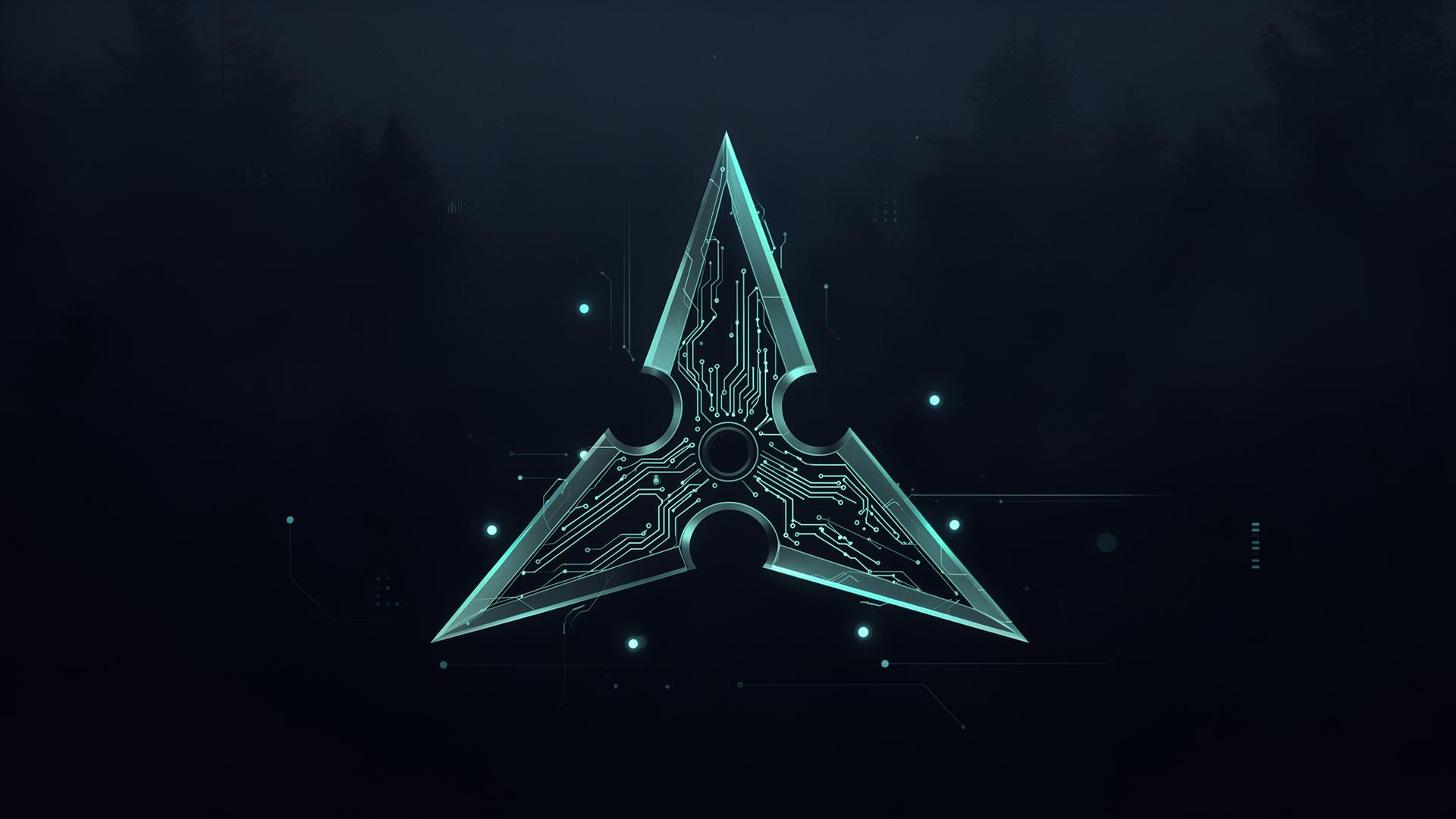 Abstract circuit-and-shuriken illustration representing Coos Tech Ninja